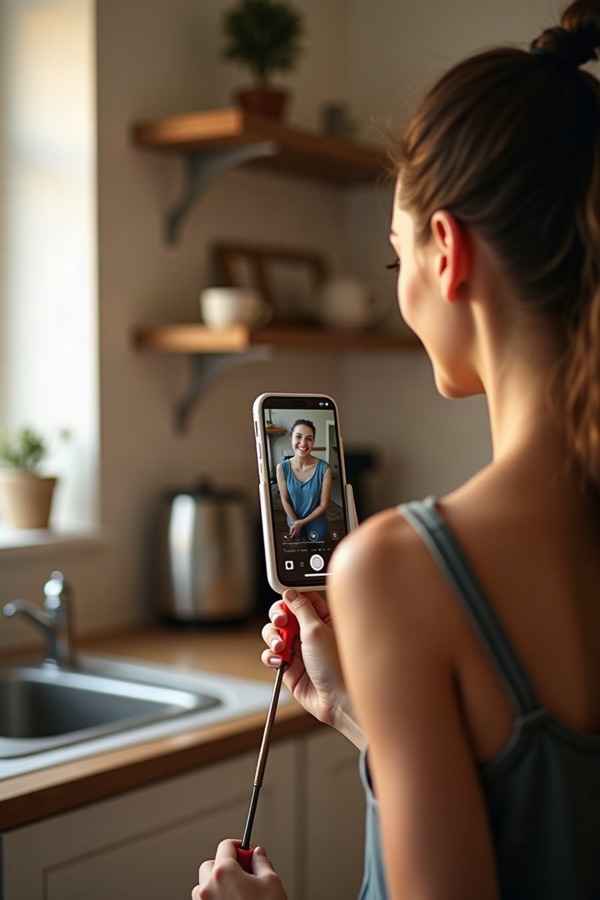 Creator filming a morning routine video